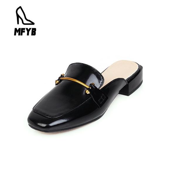 

slippers mfyb women's 2021 summer comfortable low heel shoes square head 35-43 large size baotou outdoor, Black