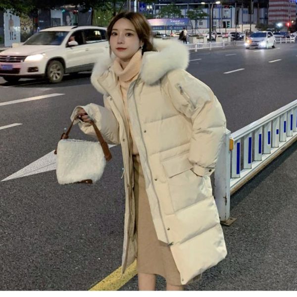 

women's down & parkas womens jacket winter warm hooded coat thicken long korean style fur collar jackets famale abrigos para mujer sqq1, Black