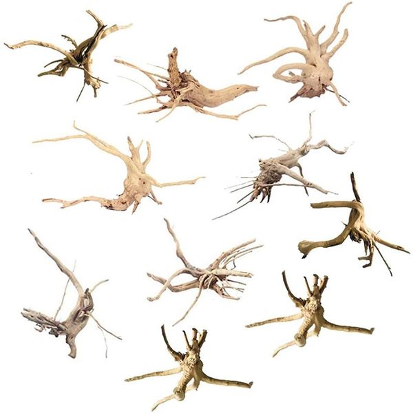 

mini driftwood for aquarium natural wood branches fish tank decorations reptiles tree trunk assorted(10 pack)
