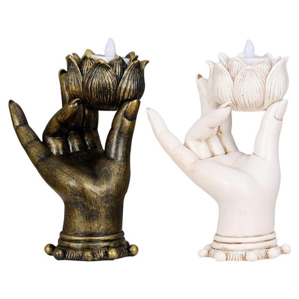 

candle holders buddha yoga holder lotus hand tablemeditation zen candlestick collectible home el decoration ornament