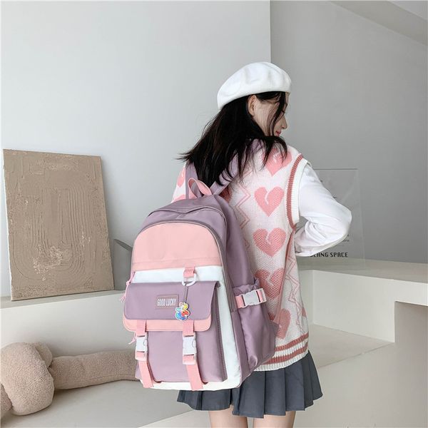 

schoolbag female korean middle school student harajuku sen department lovely backpack literature and art fresh fan xiaozhong color matching
