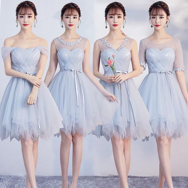 

bridesmaid dress h039 promotion grey dresses puffy bride sisters girlfriends small short gray, White;pink