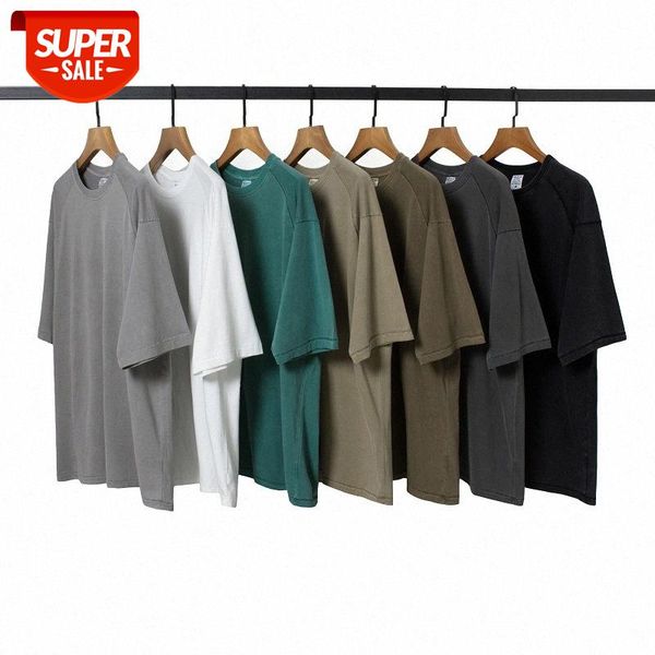 

american street oversize loose men and women couple retro wash water distressed pan white short-sleeved cotton t-shirt #da4o, White;black