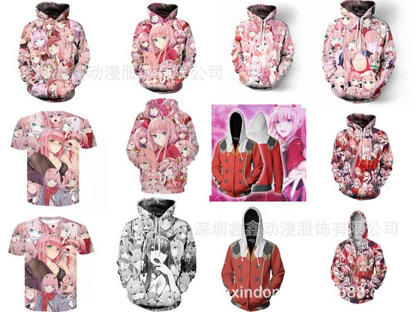 

mens sweater riman dear franks zero two 3d printed hoodie cosplay animation, Black