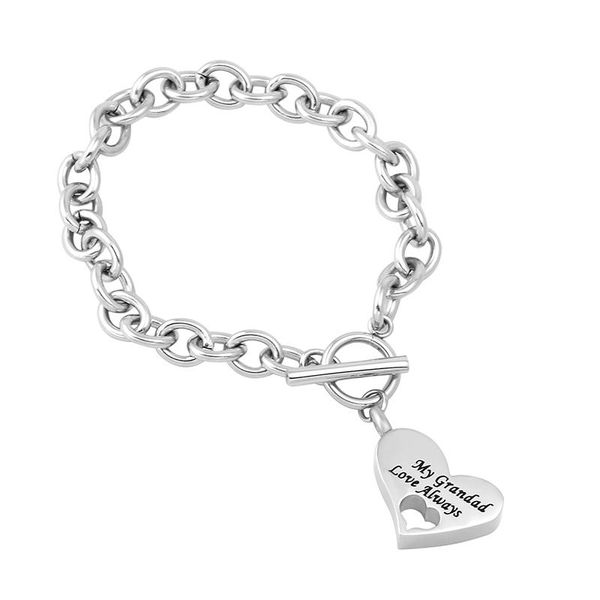 

pendant necklaces cremation jewelry for ashes my dad/mom/son/grandad/grandma love always heart urn with chain bracelet, Silver