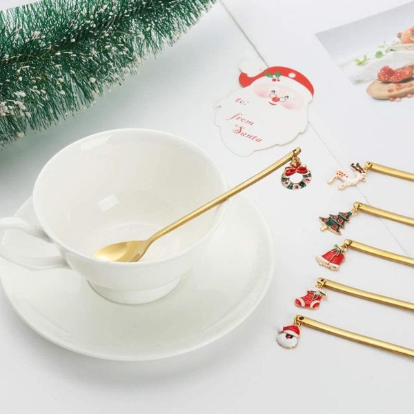 

spoons creative spoon christmas shape stainless steel coffee dessert ice tree elk tea tiny stirring