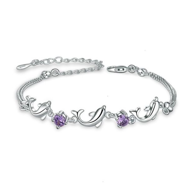 

korean fashion hand ornament with amethyst dolphin bracelet and 18k rhodium plated anklet, Red;blue