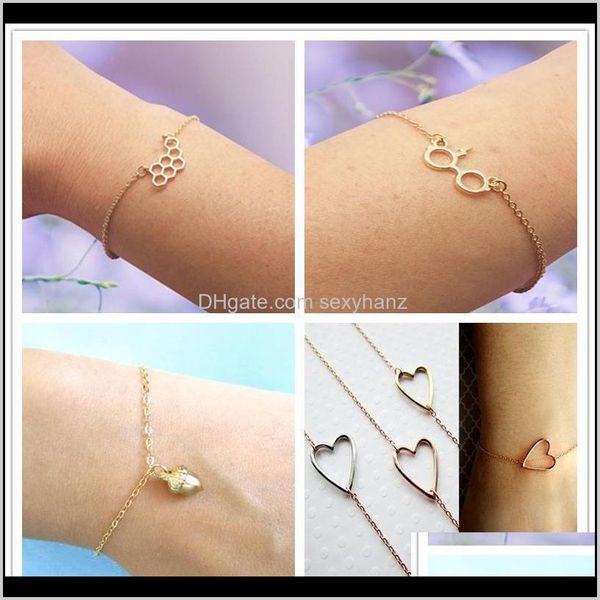 Charme pulseiras jóias entrega de gota 2021 10 pcs diamante arrow infinito infinito coração círculo redondo hashtag óculos pinecone mountain b