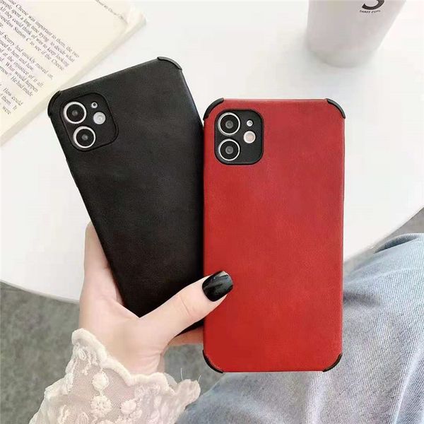 

four corners drop resistance plain skin tpu phone cases for iphone 12 11 pro promax x xs max 7 8 plus