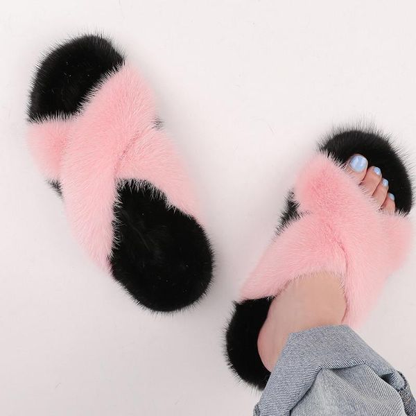 

slippers women's 100% real rainbow cute flip flops travel shoes, Black