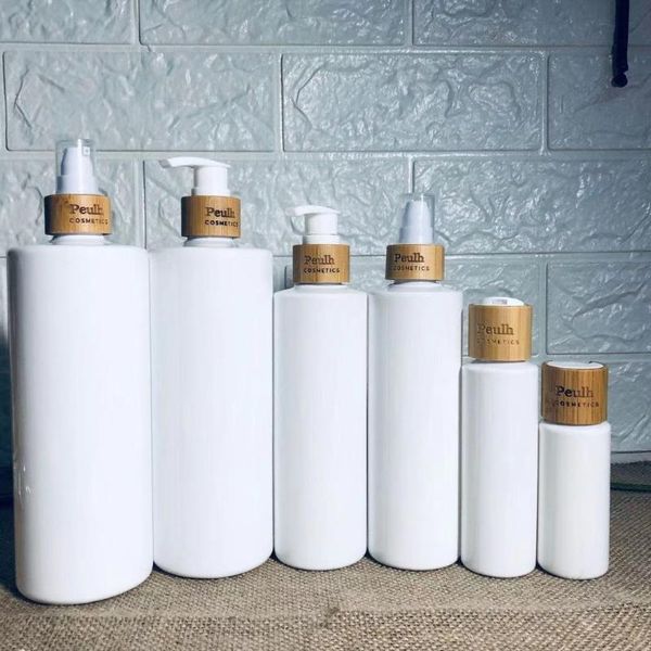

storage bottles & jars natural 250ml white portable shampoo/shower gel plastic bottle with bamboo disc cap 250g skin care cream jar wood