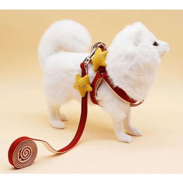 

dog collars & leashes cat harness adjustable starfish puppet pet traction chest check cloth cotton small leash vest