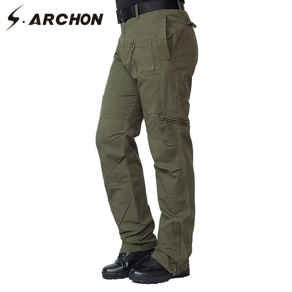 

men's pants s.archon us soldiers tactical cargo men multi-pocket military cotton male army combat field trousers, Black