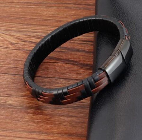 

charm bracelets hand-knitted simple style classic men bracelet multi-color magnetic clasp leather gift, Golden;silver