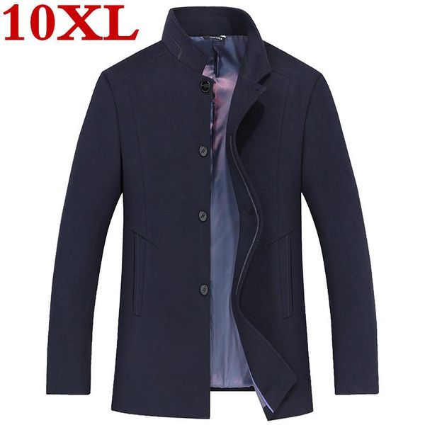 

men's wool & blends big plus size 10xl 9xl 8xl winter jacket men thickening coat fit jackets outerwear warm man casual overcoat pea, Black