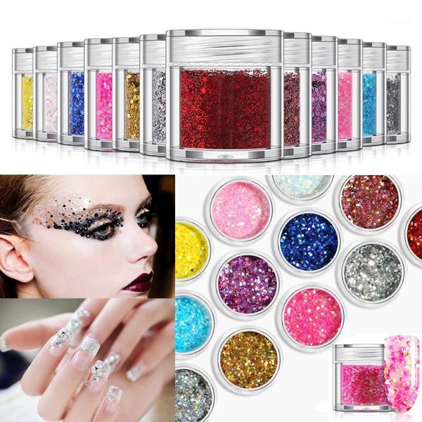 

12color nail art glitter powder dust for uv gel acrylic sequin decor tips1, Silver;gold