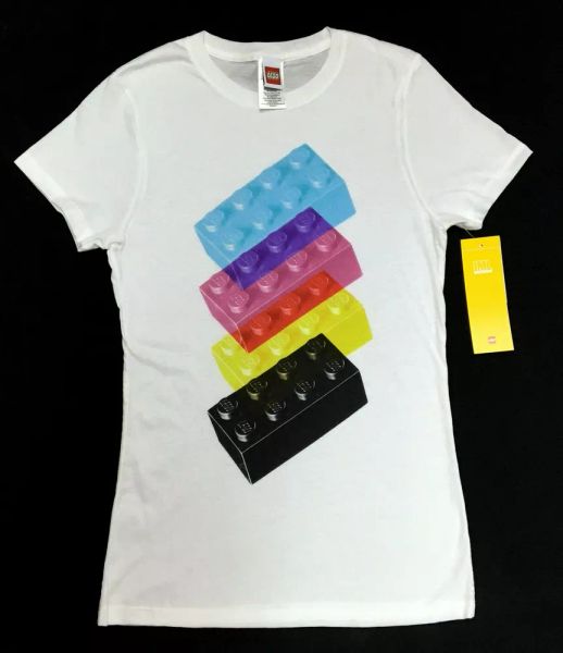 

lego four brick girls women's junior t-shirt nwt licensed & official, White;black