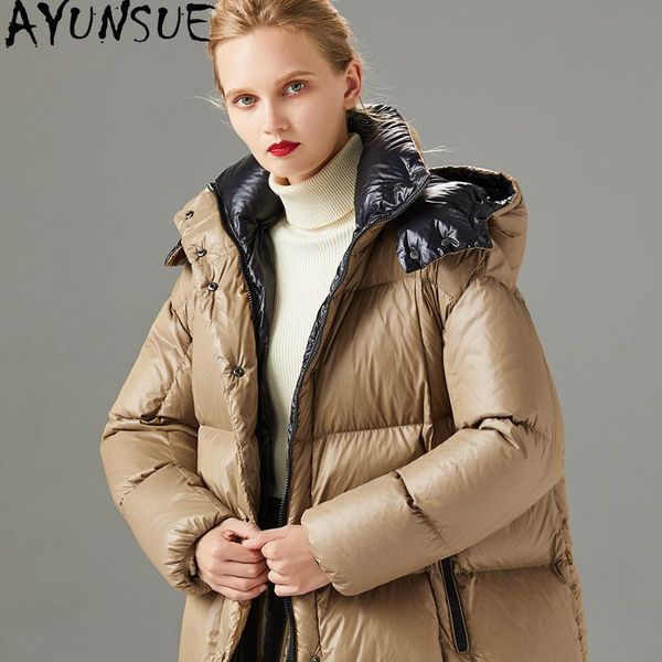 

duck down jacket women 2021 parka winter coat hooded long warm puffer womens coats doudoune femme 1990322 kj5880 women's & parkas, Black