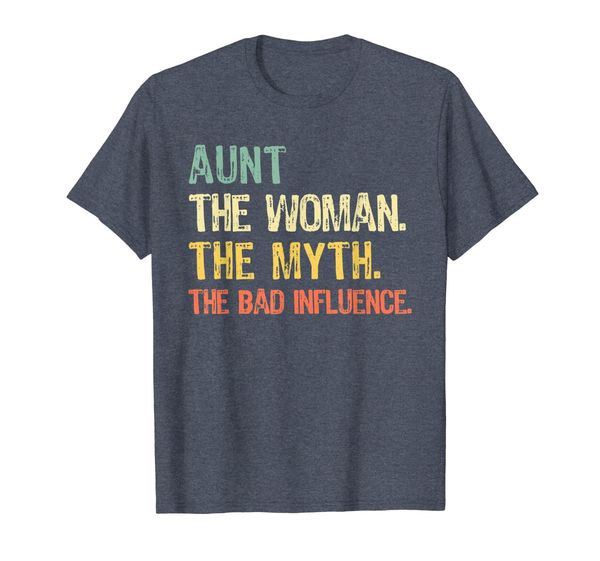 

aunt the woman the myth the bad influence retro gift t-shirt, White;black