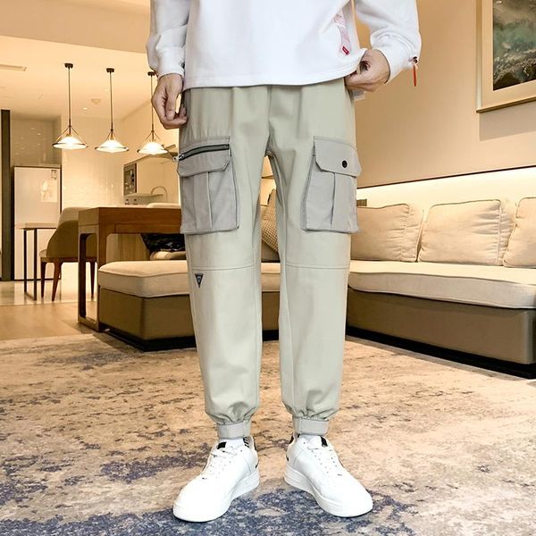 

men's pants glacialwhale mens harem men fashion 2021 baggy cotton hiphop joggers japanese streetwear trousers male cargo for, Black