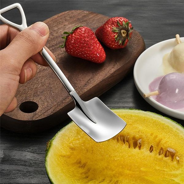 

spoons retro shovel coffee spoon stainless steel dessert watermelon ice cream tip flat kitchen tools
