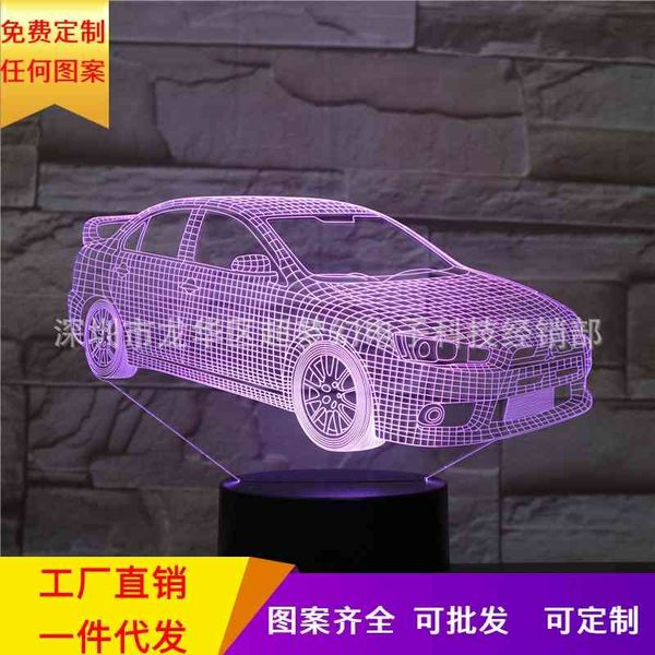 

selling 3d small night light car series led seven color stereo illusion table lamp home bedroom decoration