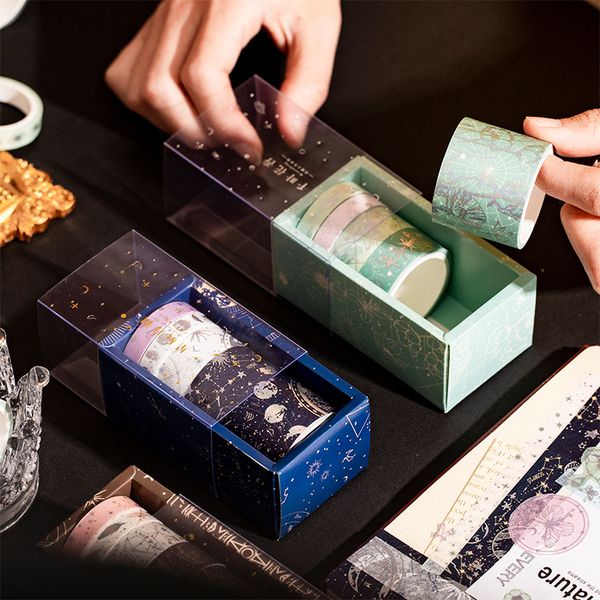 

5 pcs/pack washi tape set magic stars moon decorative tapes gold foil masking tape set for crafts and gift wrapping planners