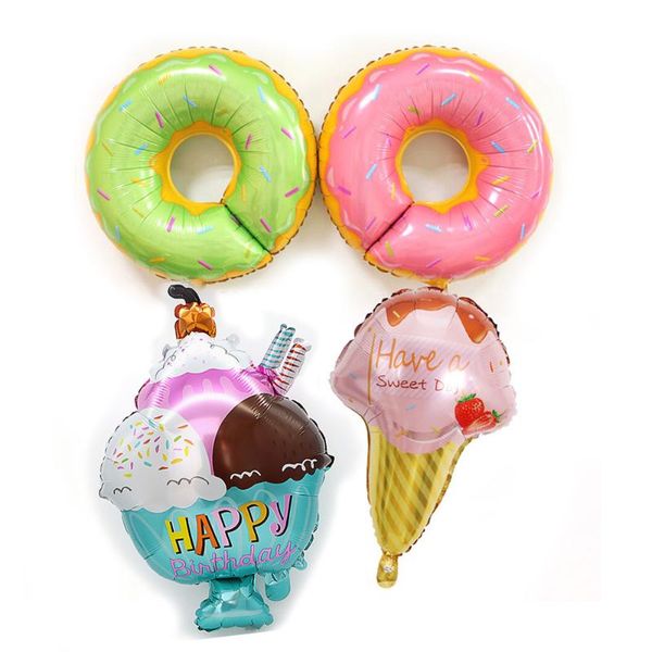 

party decoration 32 inch ice cream donuts balloons aluminum foil ballon happy birthday summer event decorations