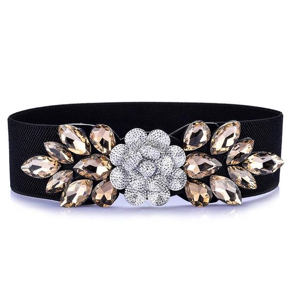 

belts fashion glass diamond decorative elastic waist band women's seal, Black;brown