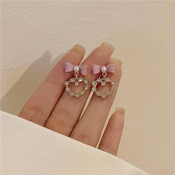 

stud love ear studs tide bow earrings ins, Golden;silver