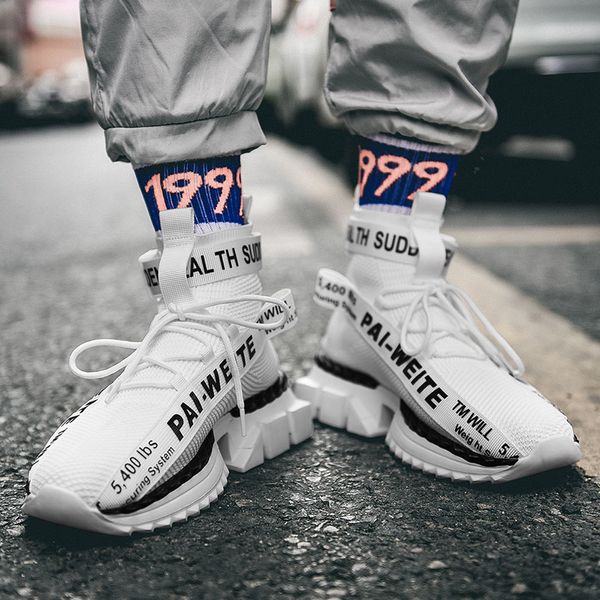 

fashion high sock sneakers breathable casual men shoes 2020 new man black and white soft lightweight big size zapatos hombre t45u5656ek