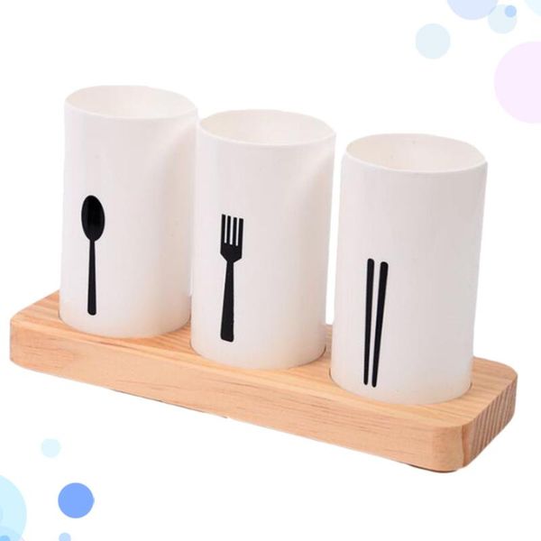 

set wooden base chopsticks holder tableware storage container multifunctional draining rack for home kitchen