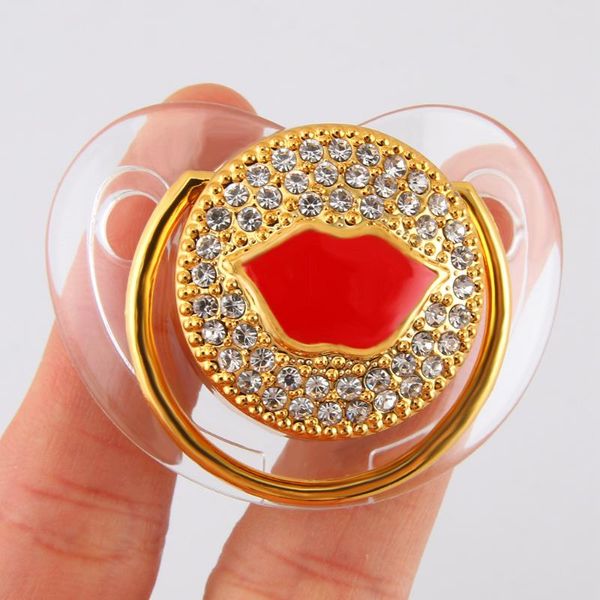 

pacifiers# bling kiss lip rhinestone baby clear pacifier dummy cocka chupeta for 0-18 months shower gift