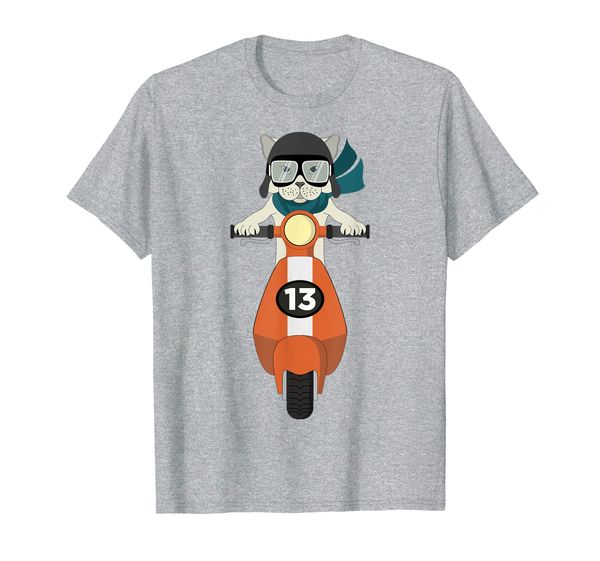 

cool cat on moped scooter t-shirt for hipsters, White;black