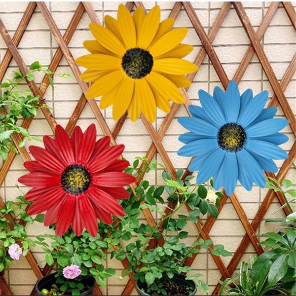 

decorative objects & figurines wrought iron wall hanging daisy decor flower art decorations metal yard fence garden pendant