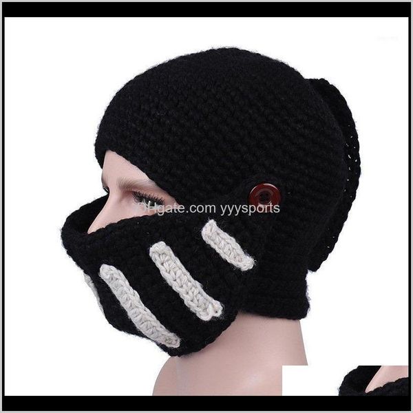 Radkappen Masken Neuheit Römischer Hut Winter Beanie Hüte Für Männer Warme Ritter Helm Strickkappe Handmade Gladiator Mask Hat1 Dhgco Muaia