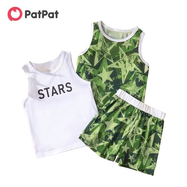 

arrival summer 3-pack toddler boy stars camisole and shorts set for 2-6y cotton sets 210528, White