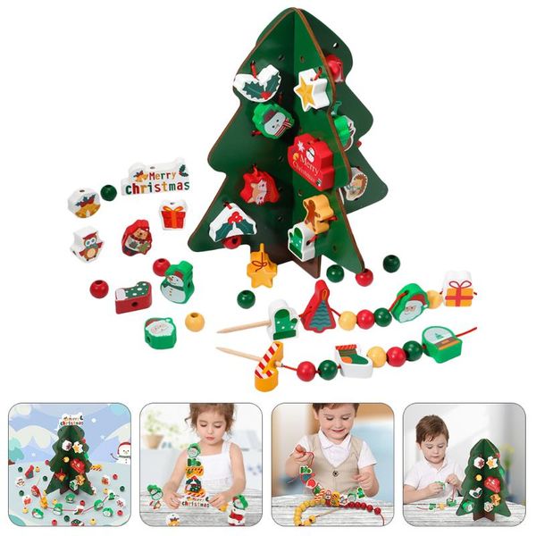 

christmas decorations 1 set wisdom tree wood beading toys plaything for children
