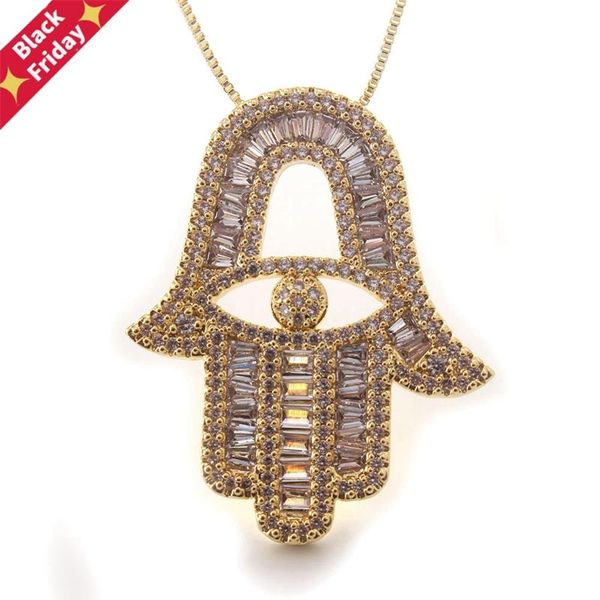 

pendant necklaces 1pc women cubic zircon jewelry with evil eye of horus hands necklace chain choker for women/men gift, Silver