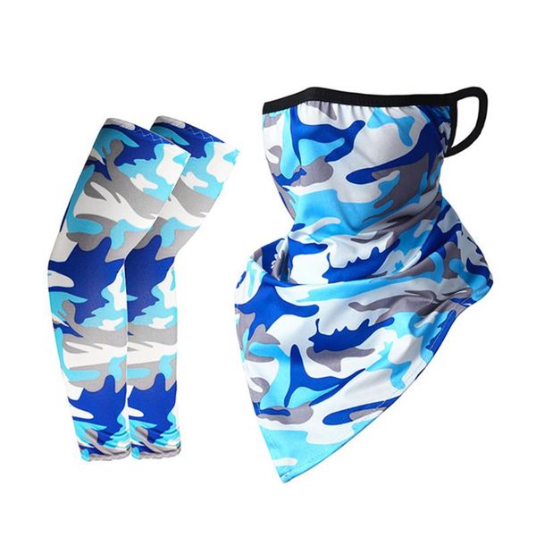 

cycling caps & masks outdoor neck gaiter sunscreen face cover scarf bandana arm sleeves set equipment hiking mask, Black