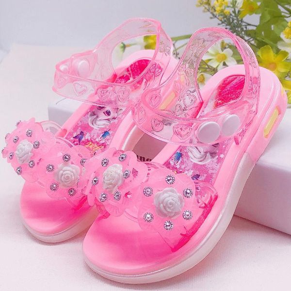 

sandals girls' 2021 summer 0-12 years old antiskid soft sole waterproof plastic beach lovely princess children's shoes, Black;red