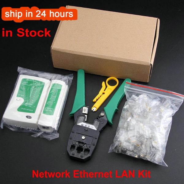 

smart home control network ethernet lan kit 4 in 1 cable tester + crimping plier crimper wire stripper +100 x rj45 cat5 cat5e connector plug