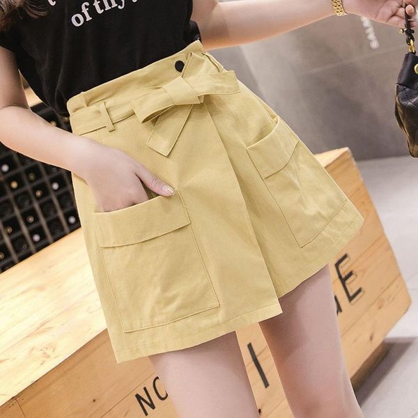 

women's shorts women summer high waist 2021 loose casual skirt ropa mujer, White;black