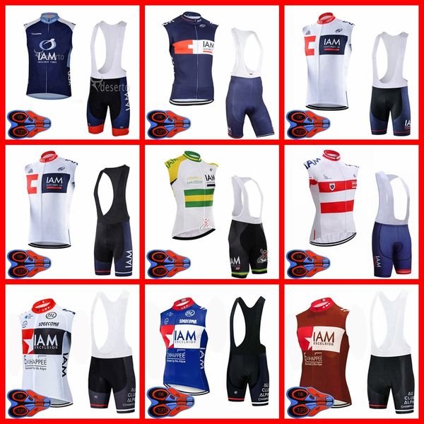 IAM Takım 2021 Yaz Nefes Erkek Bisiklet Sleevless Jersey Yelek Bib Şort Set Bisiklet Giyim Bisiklet Üniforma Açık Spor Giyim Ropa Ciclismo S21050784