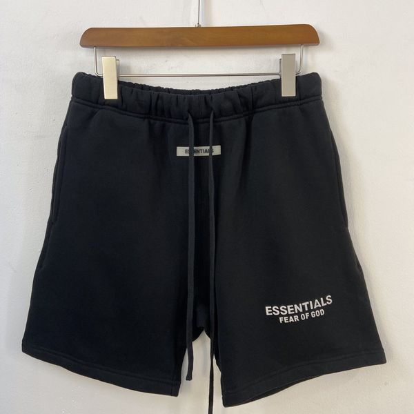 

high version gold fog line essentials reflective letter print shorts men's and women's five point pants loose, Black