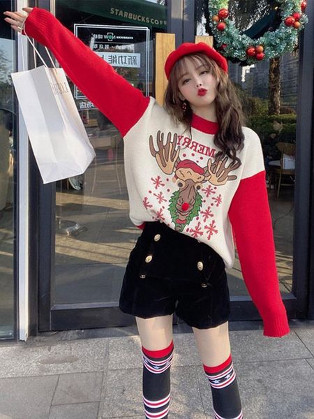 

women's sweaters woman autumn winter christmas women femme sweater female 2021, White;black