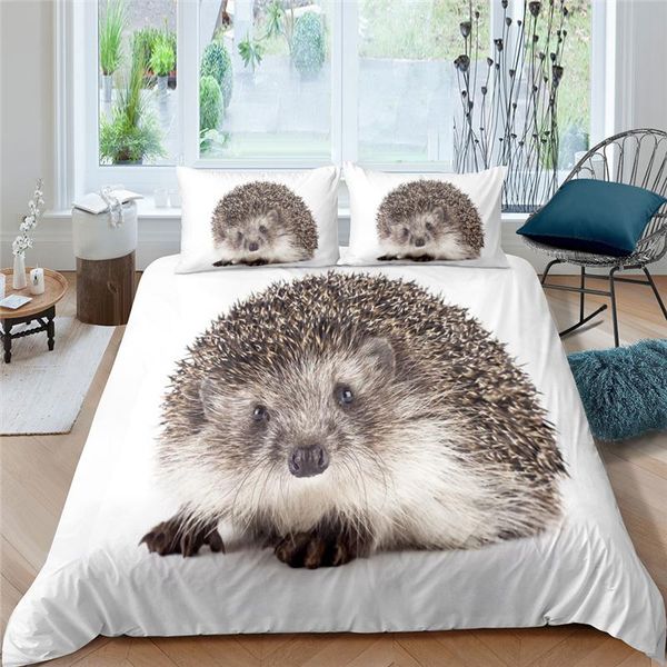 

home living luxury hedgehog print 2/3pcs soft duvet cover set  size and king kids bedding eu/us/au sets