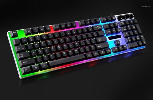 

professional gaming keyboard mechanical feel rainbow waterproof 104 keys ergonomic keyboards for lappc gamer 20j411