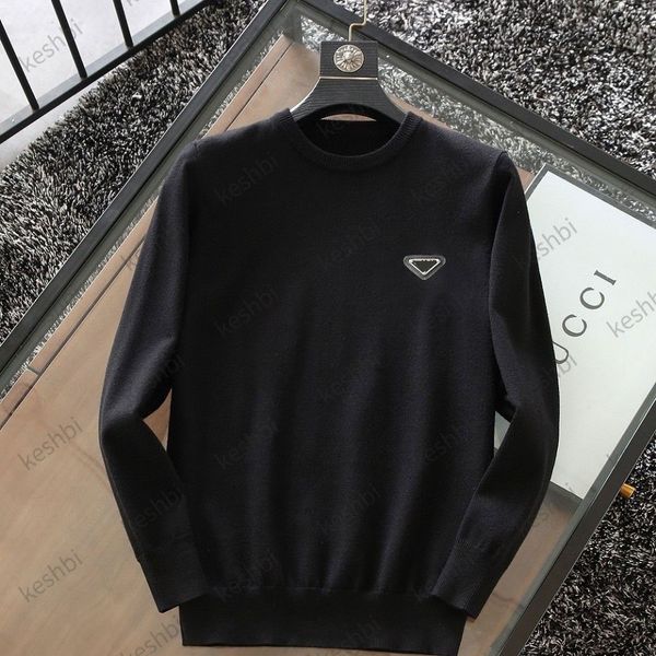 

autumn winter fashion men's casual roung neck sweatshirts cotton long sleeve shirts, Black