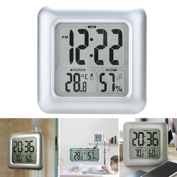 

wall clocks bathroom shower square large screen hygrometer waterproof clock lcd display